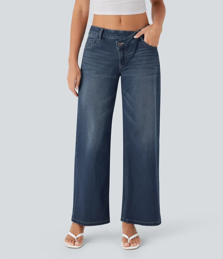 Ultra-Comfort Asymmetrical Jeans – Stretchy, Lightweight