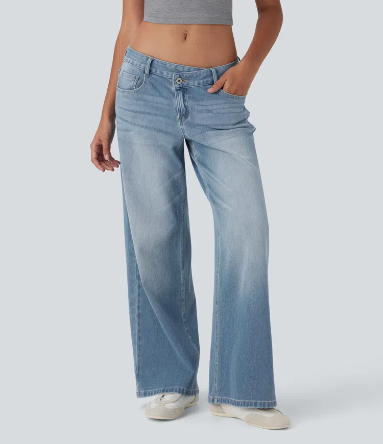 Ultra-Comfort Asymmetrical Jeans – Stretchy, Lightweight