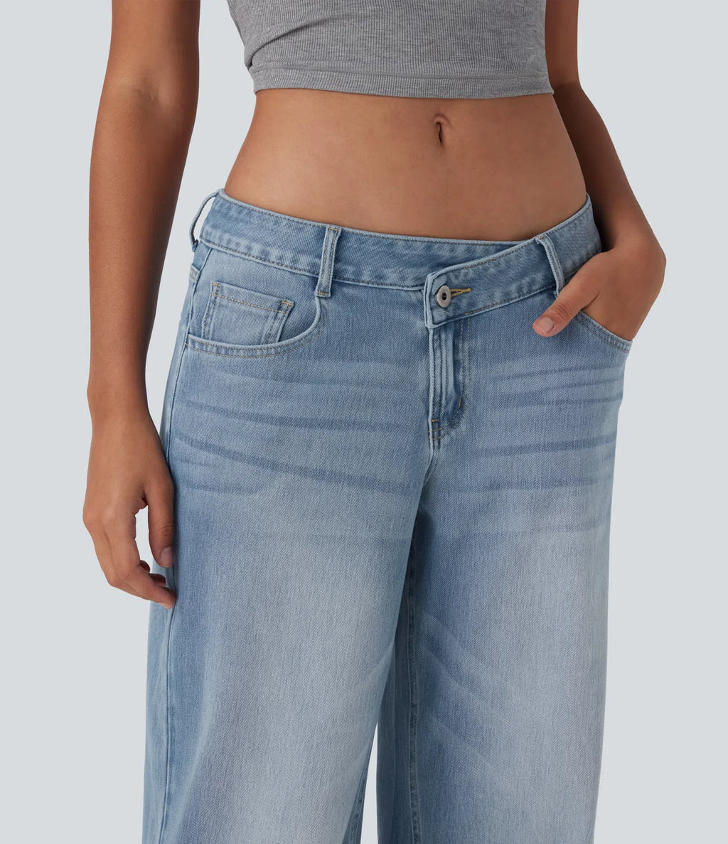 Ultra-Comfort Asymmetrical Jeans – Stretchy, Lightweight