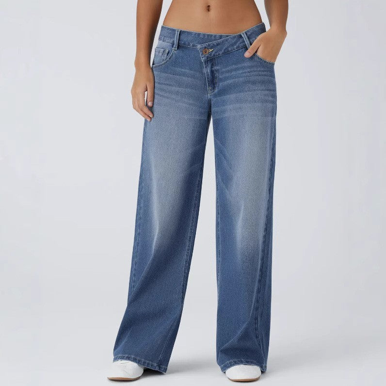 Ultra-Comfort Asymmetrical Jeans – Stretchy, Lightweight