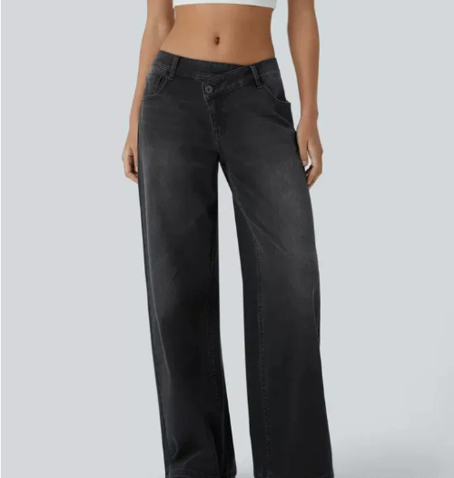 Ultra-Comfort Asymmetrical Jeans – Stretchy, Lightweight