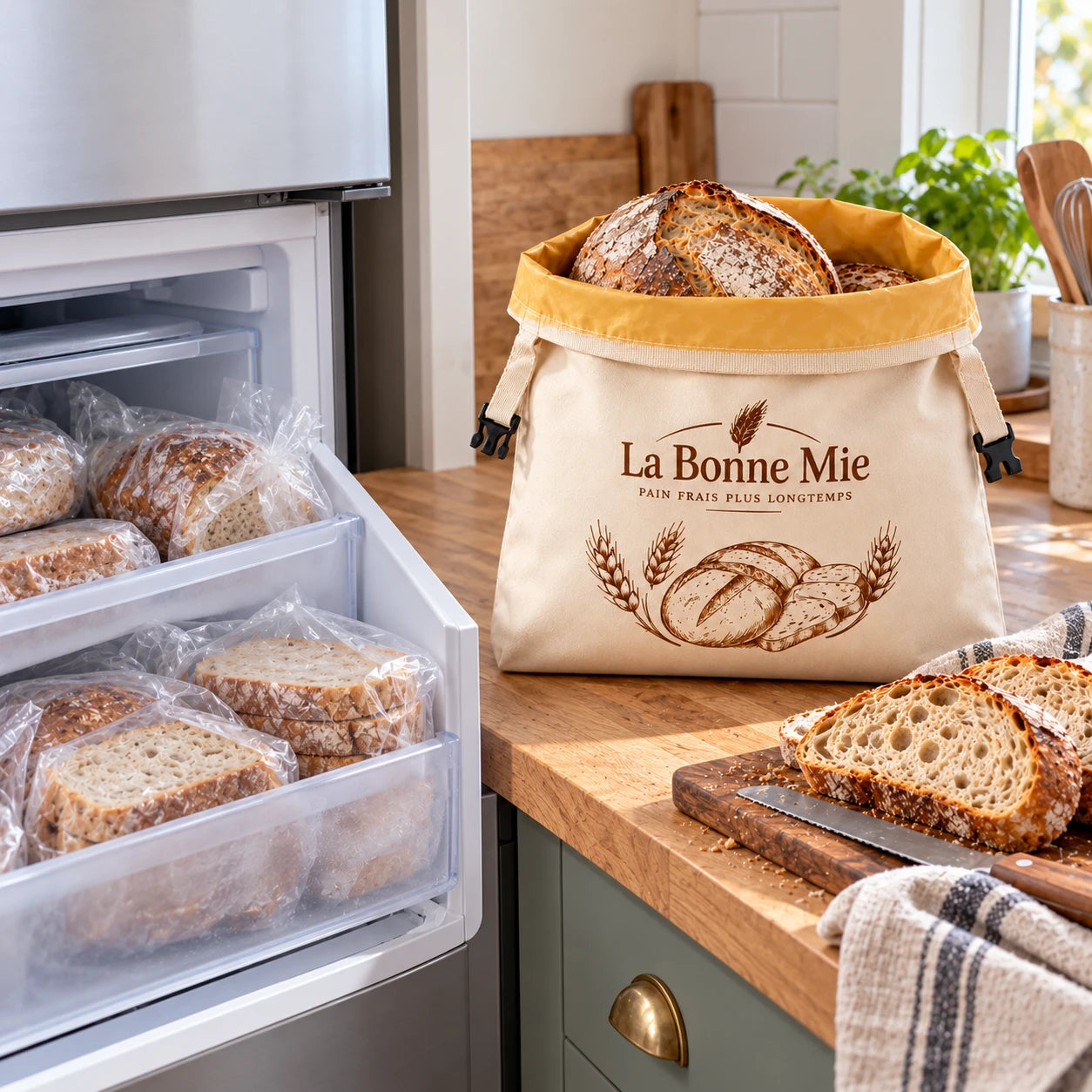 Portions de pain au congélateur et pain du quotidien dans La Bonne Mie