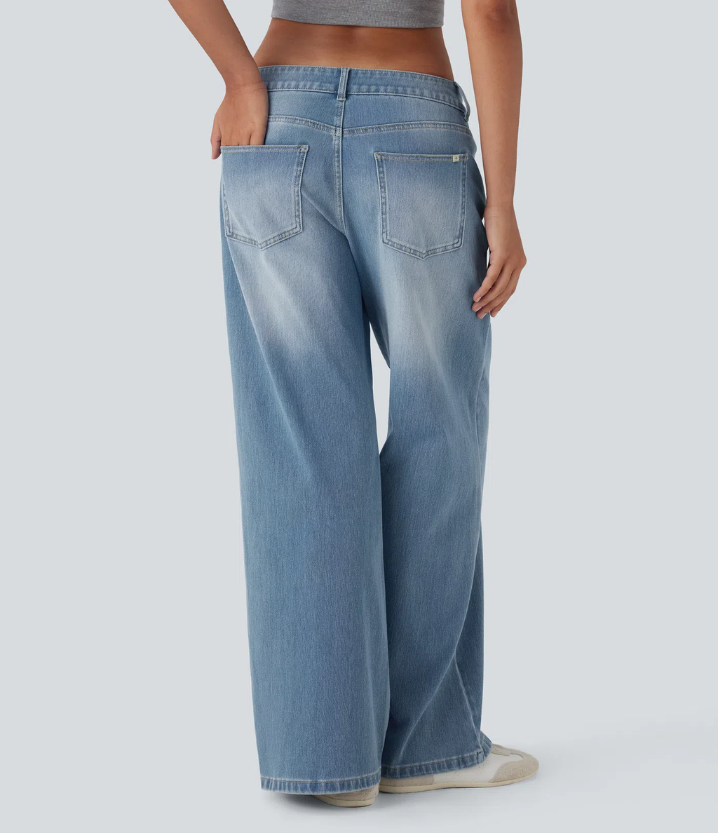 Ultra-Comfort Asymmetrical Jeans – Stretchy, Lightweight